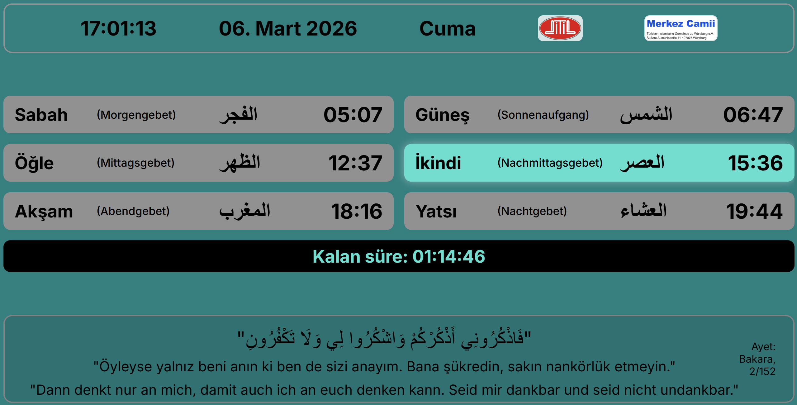 VakitScreen Beispielansicht